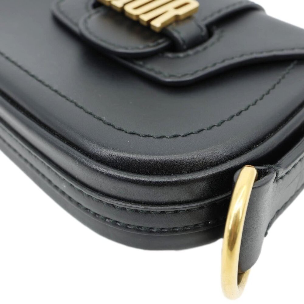 Christian Dior  D Fence Small Calfskin Leather Saddle Bag Black - Picture 9 of 15
